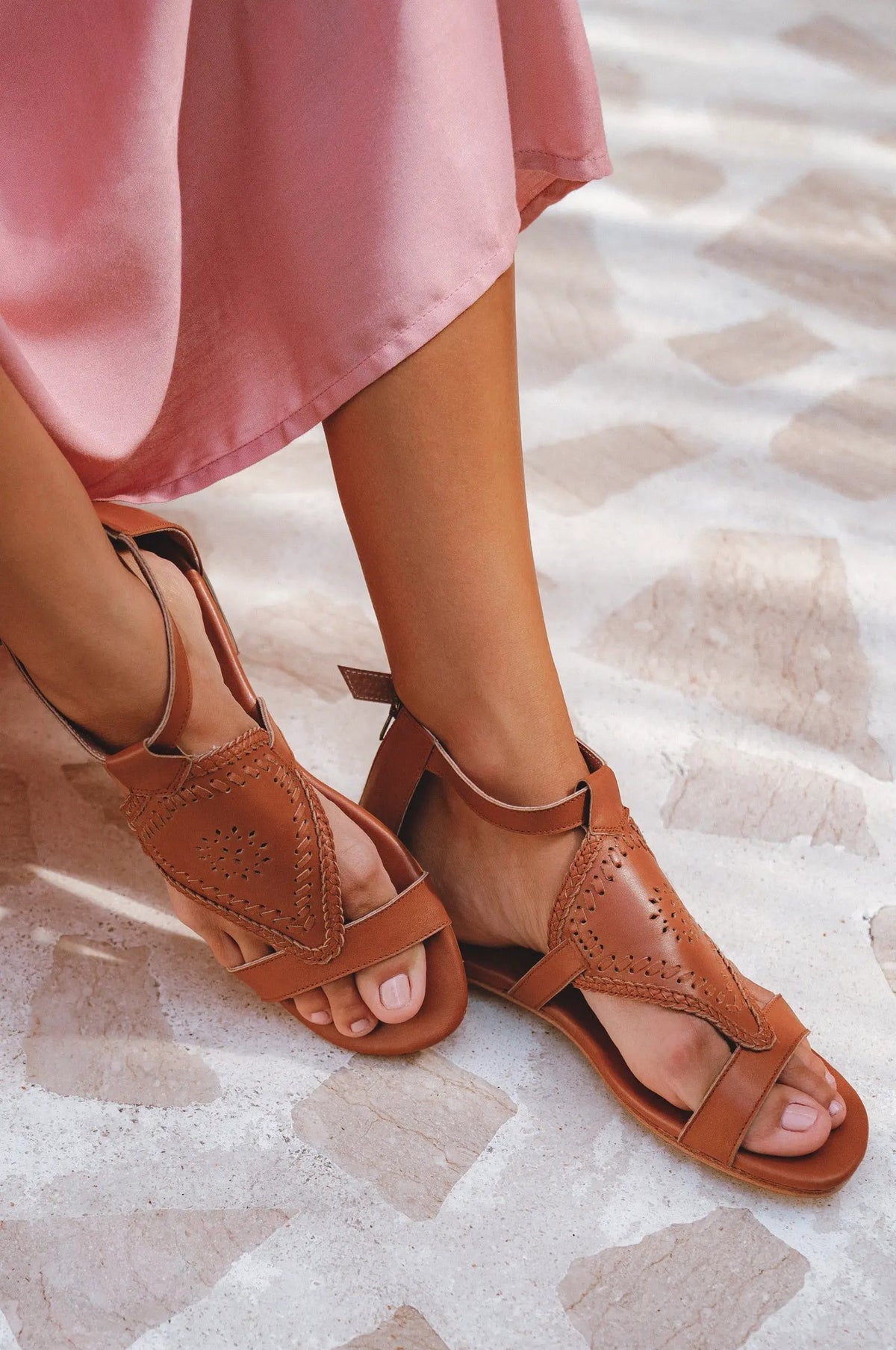 Savannah Braided Leather Sandals by ELF