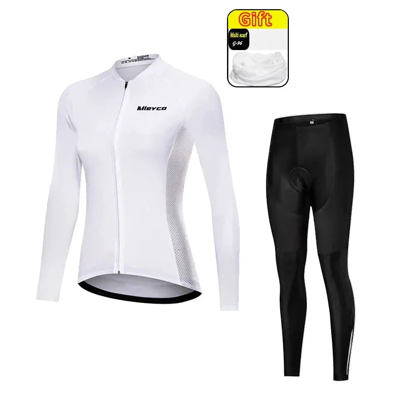Women Long Sleeve Cycling Jersey Set MTB Bike Pants Kit Breathable Sportswear by Vimost Shop