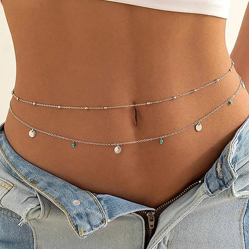 Sexy Double Thin Chain Women's Waist Chain Charming Butterfly Stainless Steel Belly Chain Summer Beach Bikini Body Jewelry by Maiden-Art