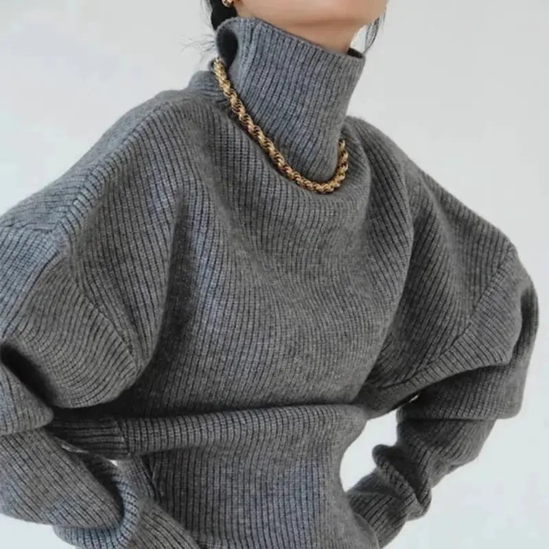 French retro high-neck pullover pure wool sweater women's short knitted base sweater waist-cinching and versatile top by Vimost Shop