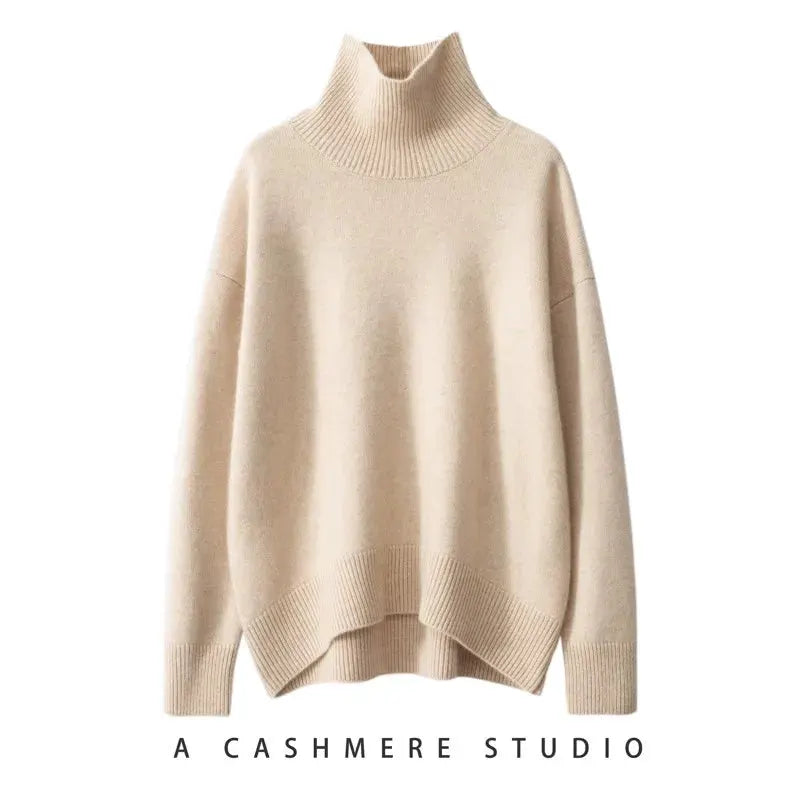 Autumn and Winter New Thick Cashmere Sweater Women High Neck Pullover Sweater Warm Loose Knitted Base Sweater Jacket Tops by Vimost Shop