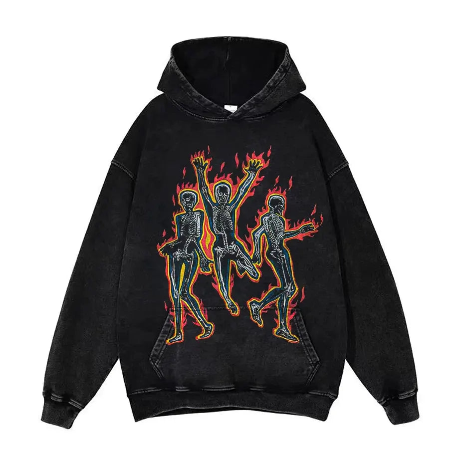 Anime Pain Graphic Hoodie Men's Retro Washed Harajuku Streetwear by Vimost Shop