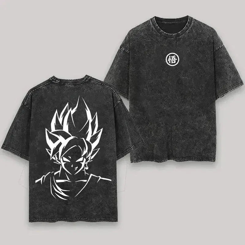 Anime Vintage Washed T-Shirt Oversized Streetwear Tee by Vimost Shop