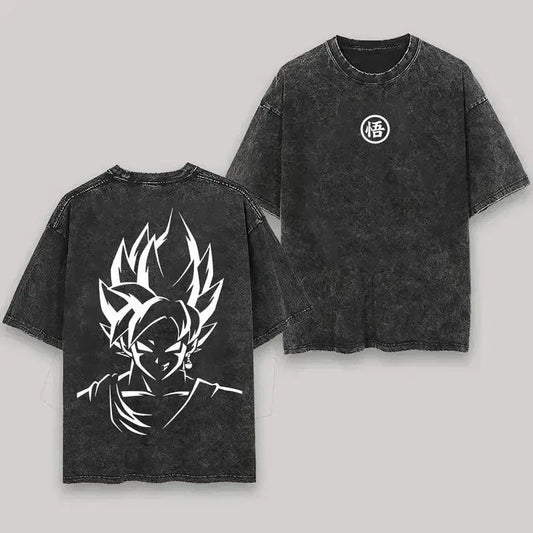 Anime Vintage Washed T-Shirt Oversized Streetwear Tee by Vimost Shop