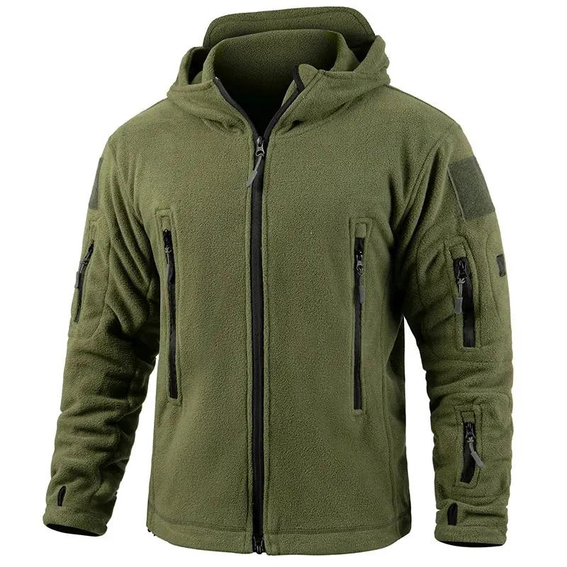 Men's Warm Tactical Fleece Jacket Zip Up Thicken Polar Hoodie Winter Outdoor Sport Hiking Hooded Coat Multi-Pocket by Vimost Shop