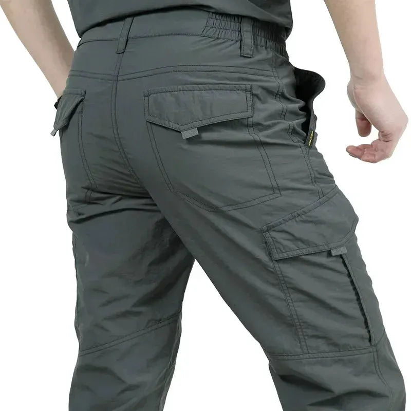 Men's Thin Quick Dry Cargo Pants with Utility Pockets by Vimost Shop