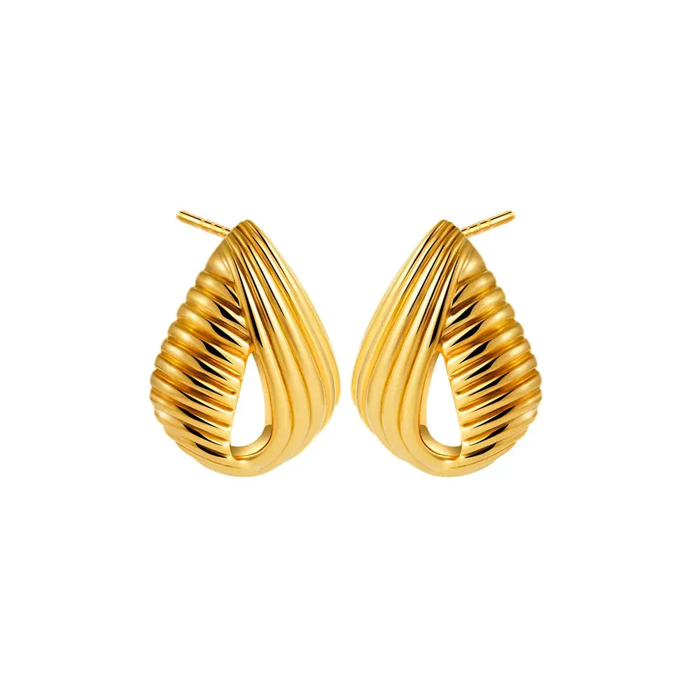 Trendy Stainless Steel Multilayer Circle Twist Knot Earrings for Women Texture Mixed Color Gold Plated Statement Earring Bijoux by Maiden-Art
