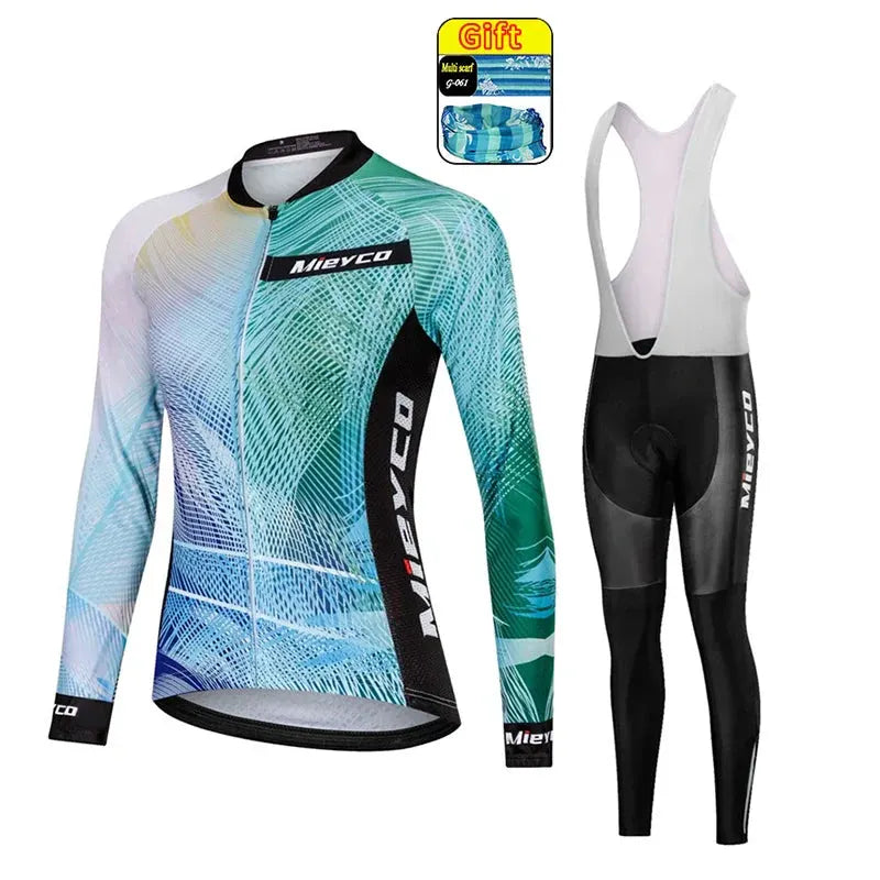 Women Long Sleeve Cycling Jersey Set MTB Bike Pants Kit Breathable Sportswear by Vimost Shop