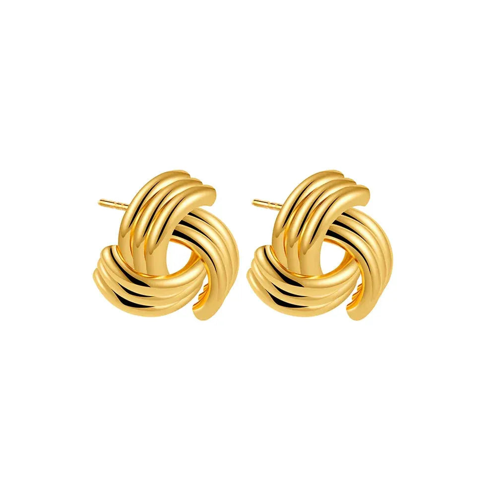 Trendy Stainless Steel Multilayer Circle Twist Knot Earrings for Women Texture Mixed Color Gold Plated Statement Earring Bijoux by Maiden-Art