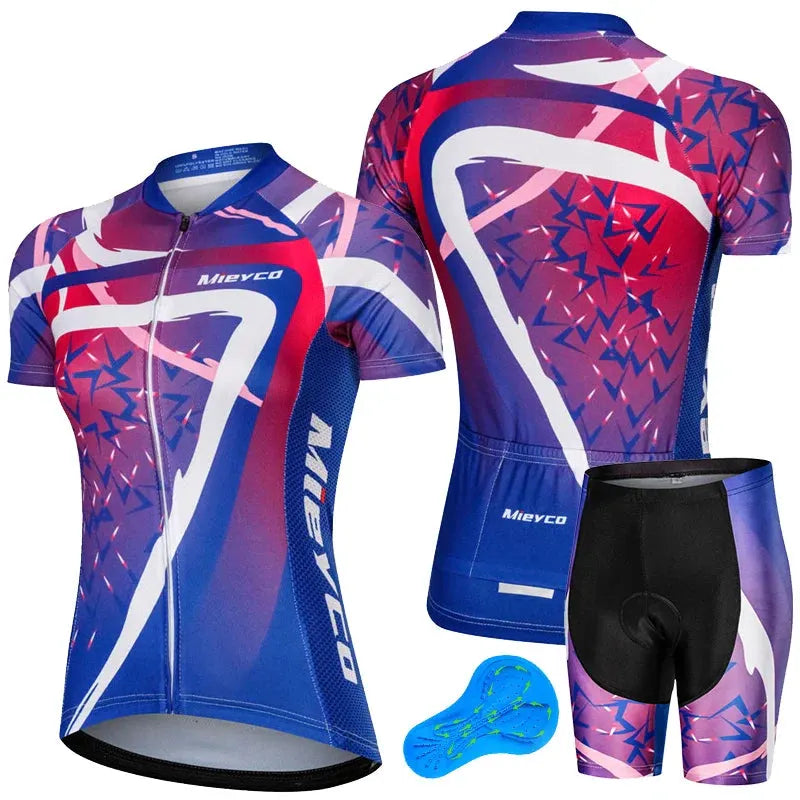 Women Short Sleeve Cycling Jersey Set Summer Bike Bib Shorts Suit by Vimost Shop