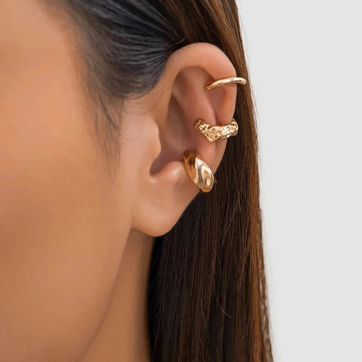 3Pcs/set Metal Chunky No Piercing Clip Earrings Geometric Ear Cuff Earrings for Women Ladies Party Girls Y2K Jewelry 2024 Trendy by MAIDEN-ART
