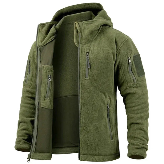Men's Hunting Fleece Jacket Hiking Hunting Outdoor Fleece Tactical Jacket Winter Warm Full Zip Military Hoodies Multi-Pockets by Vimost Shop