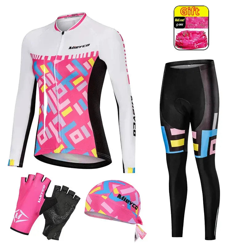 Women Long Sleeve Cycling Jersey Set MTB Bike Quick Dry Breathable Cycling Suit by Vimost Shop