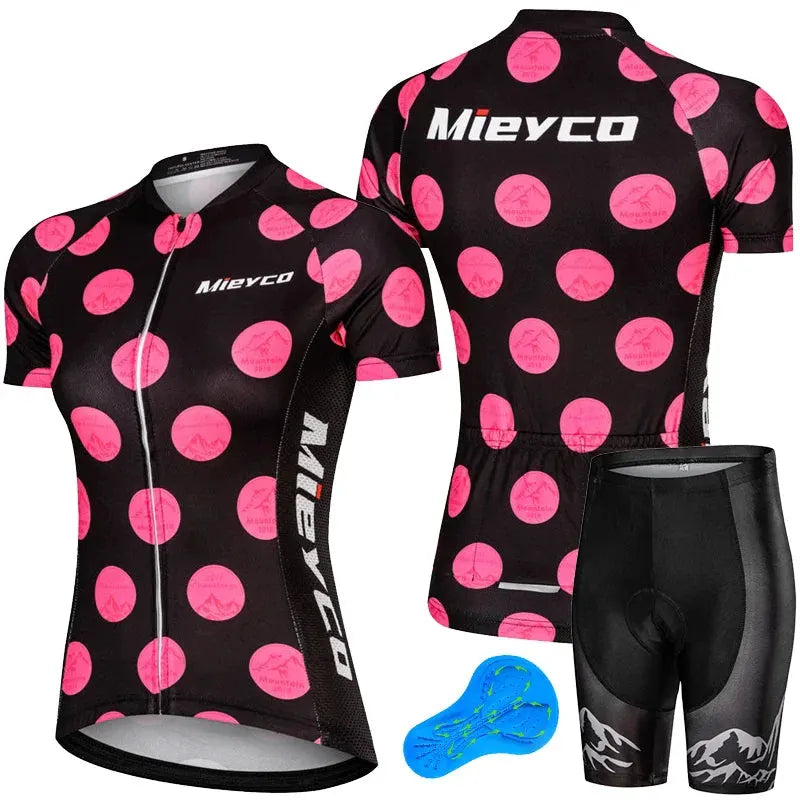 Women Short Sleeve Cycling Jersey Set Summer Bike Bib Shorts Suit by Vimost Shop