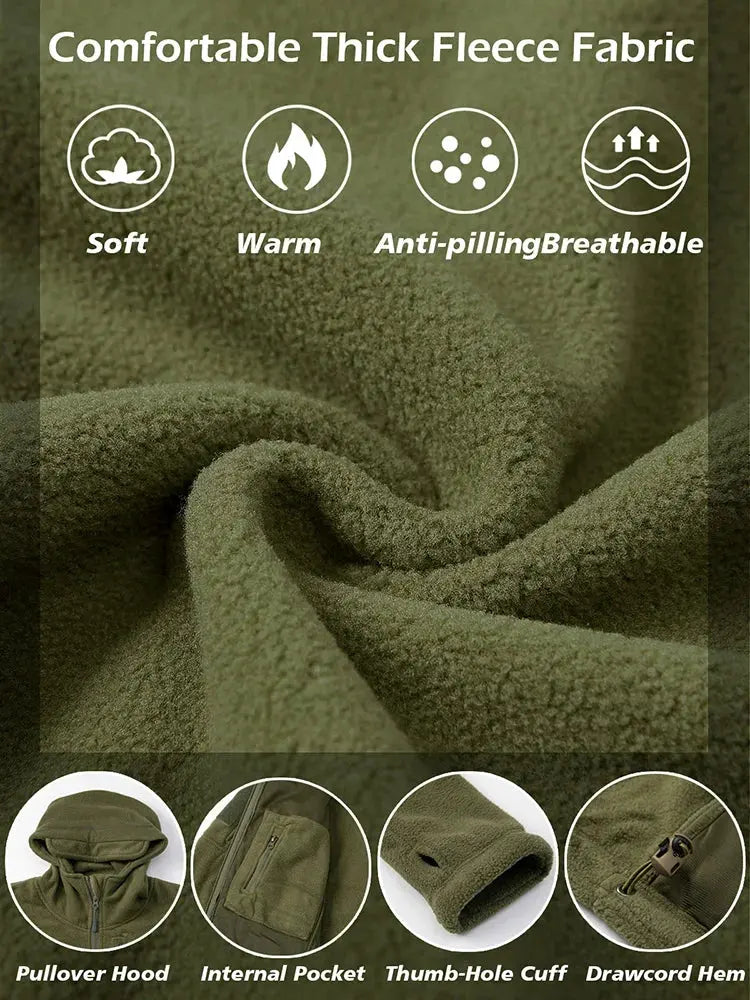 Men's Tactical Fleece Jacket Winter Warm Full Zip Military Hoodies Multi-Pockets Hiking Hunting Outdoor Coats by Vimost Shop