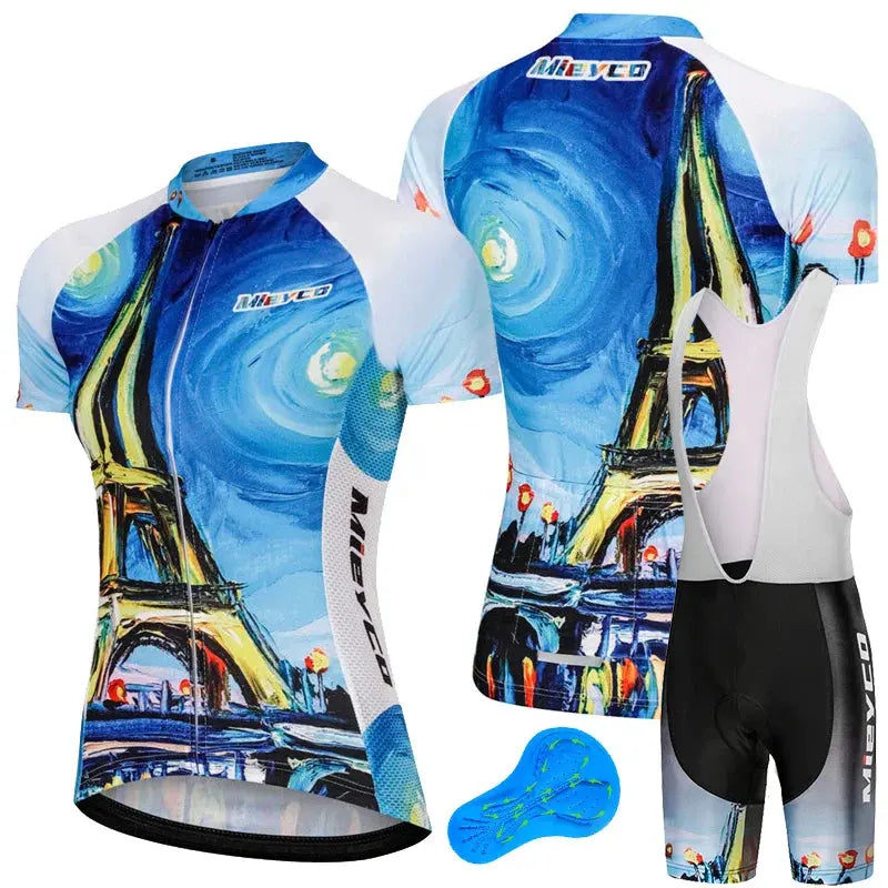 Women Short Sleeve Cycling Jersey Set Summer Bike Bib Shorts Suit by Vimost Shop