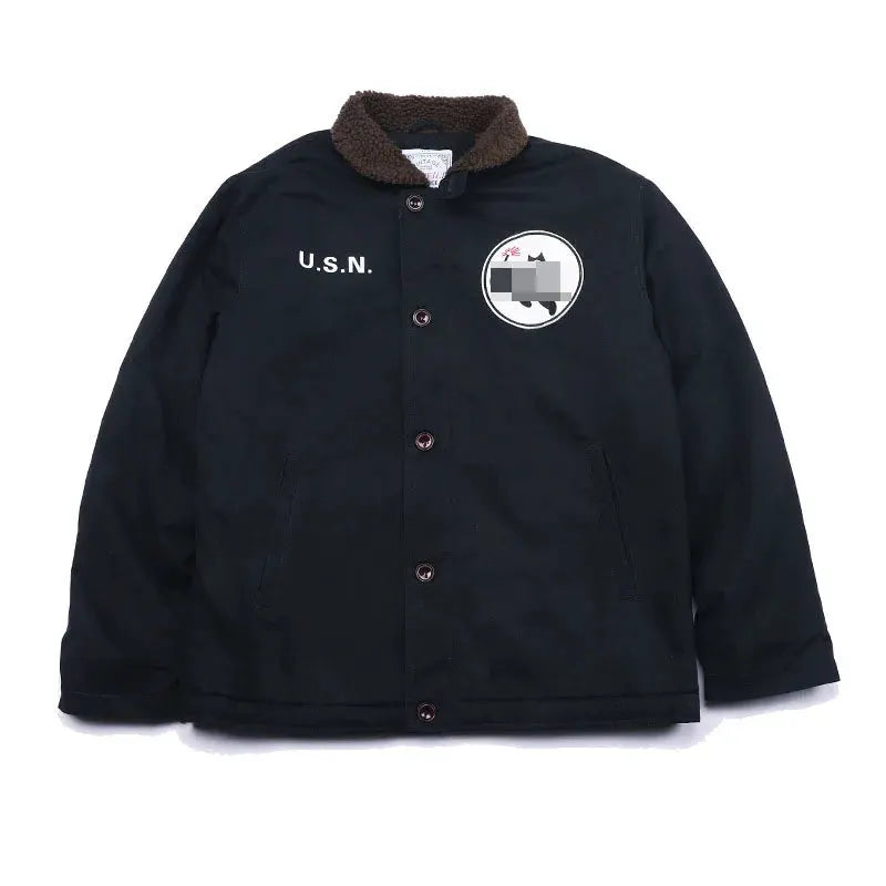 Drop Shipping N1 Thick Winter Mens Sherpa Fleece Deck Jacket with Embroidered Patch by Vimost Shop