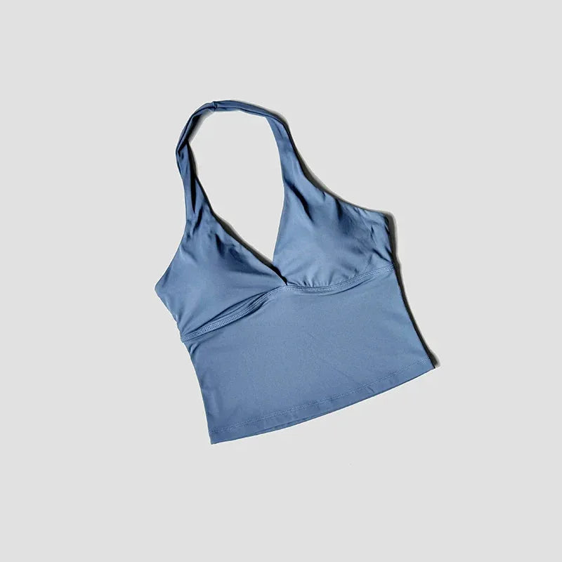 Women’s Halter Backless Sports Tank with Built-In Pads by Vimost Shop
