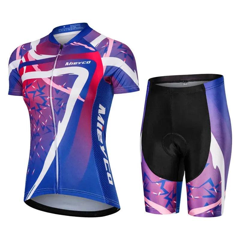 Women Short Sleeve Cycling Jersey Set Summer Bike Bib Shorts Suit by Vimost Shop