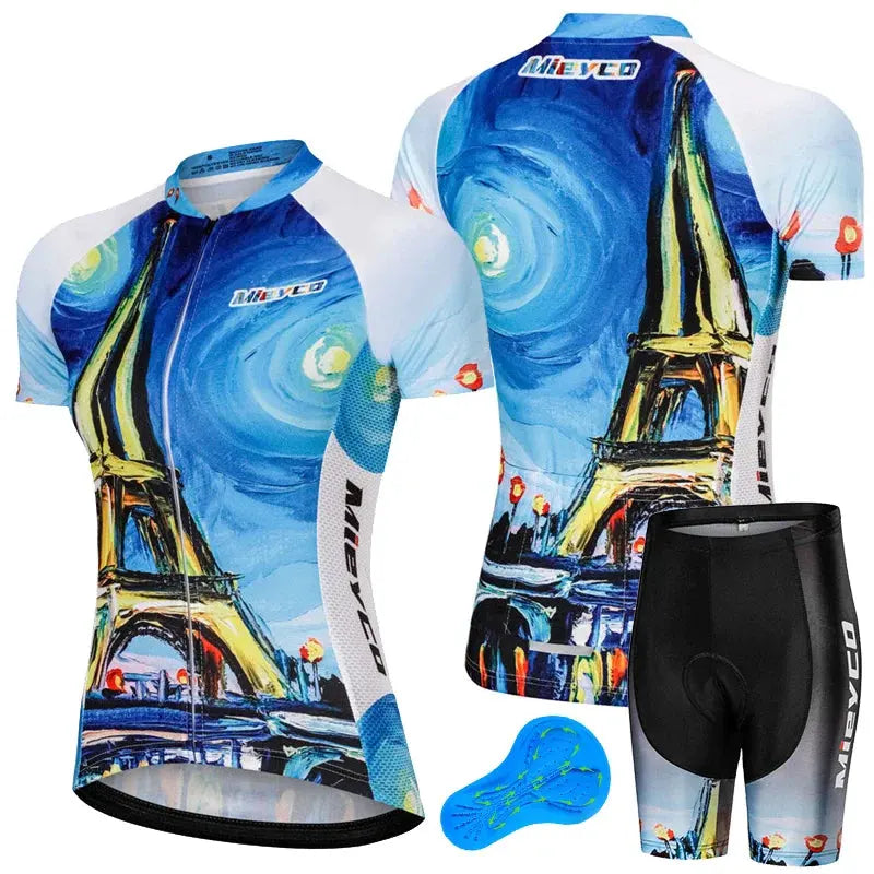 Women Short Sleeve Cycling Jersey Set Summer Bike Bib Shorts Suit by Vimost Shop