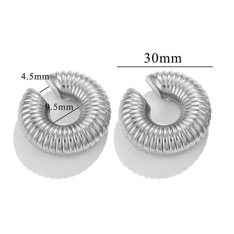 1 Pair Smooth Circle C Shape Clip Earrings For Women Lightweight Without Piercing Cartilage Ear Cuff Gold Silver Color Earrings by MAIDEN-ART