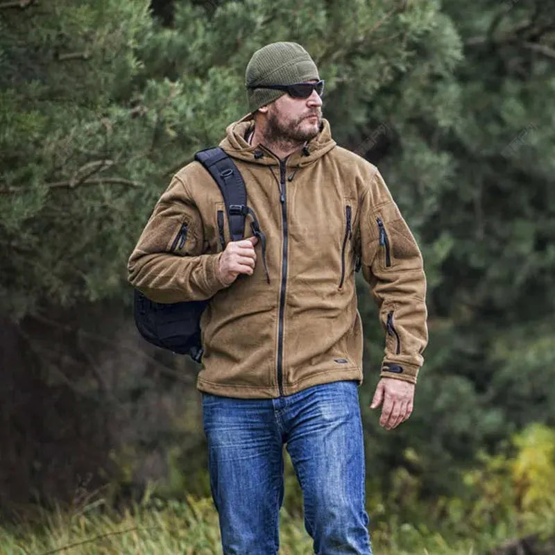 Winter Tactical Fleece Hoodie Jacket Men Warm Outdoor Sport Hooded Coat Multi-Pocket Casual Full Zip Hiking Jacket by Vimost Shop