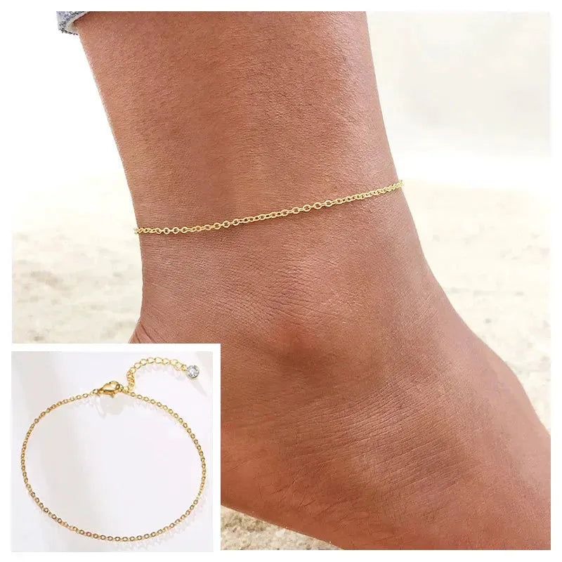 Snake Chain Anklet for Women Girls Adjustable Summer Beach Chain Anklet Bracelet Mother's Day Gifts Stainless Steel Not Allergic by Maiden-Art