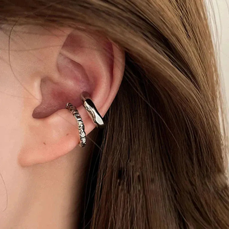 Punk Irregular Geometric Ear Cuff Earrings for Women Non-Piercing Metal Ear Clip Earring Fake Cartilage Fashion Jewelry Party by MAIDEN-ART