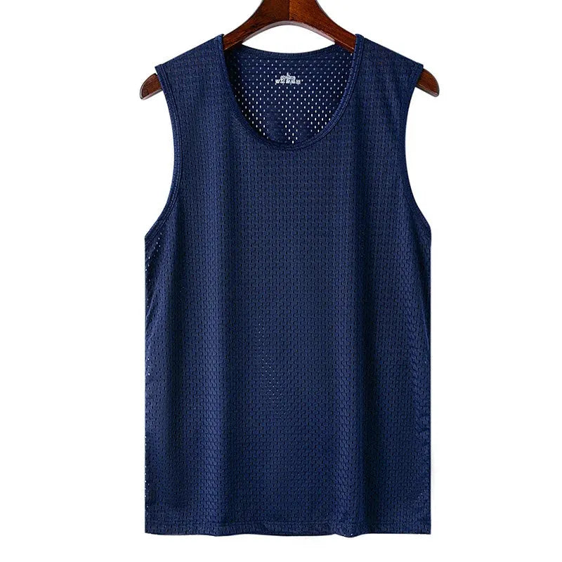 Men Ice Silk Mesh Sports Vest Breathable Quick Dry Sleeveless Riding Running Training Top by Vimost Shop