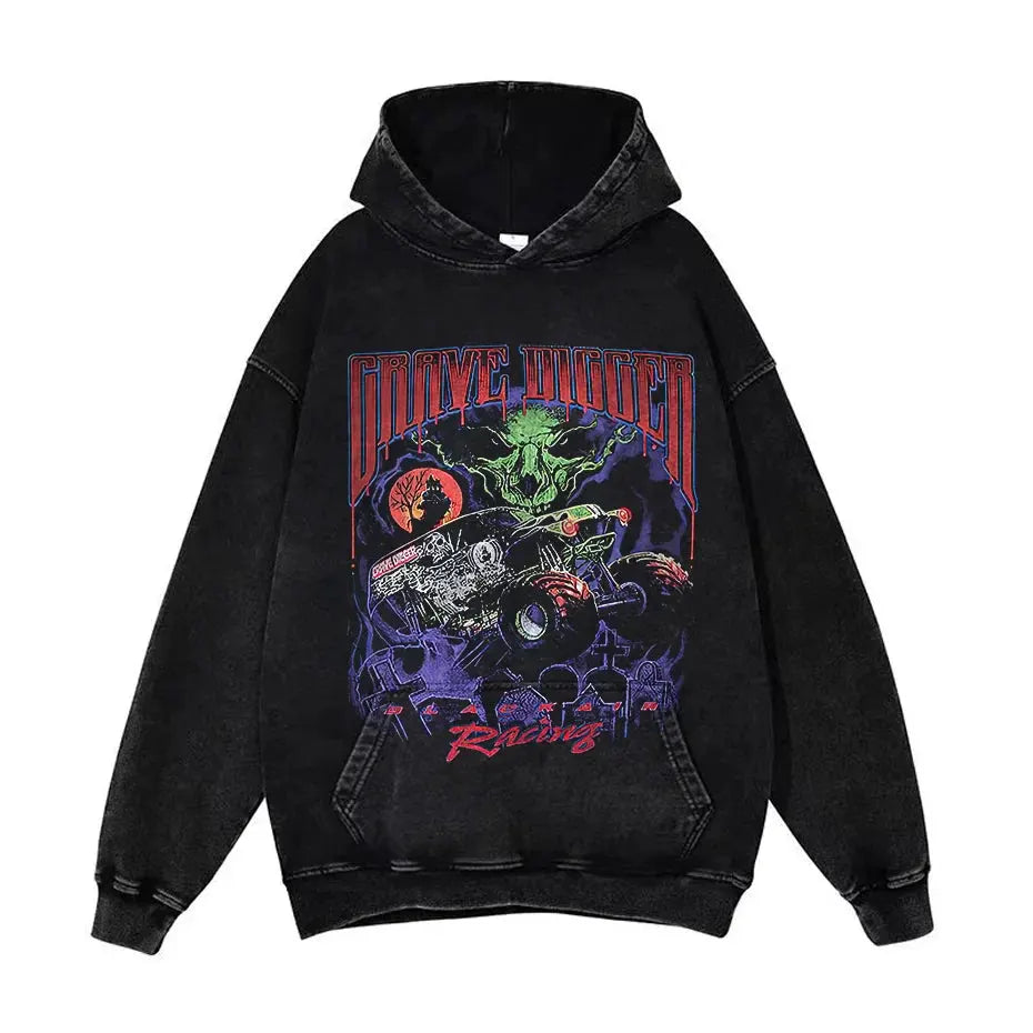 Anime Pain Graphic Hoodie Men's Retro Washed Harajuku Streetwear by Vimost Shop