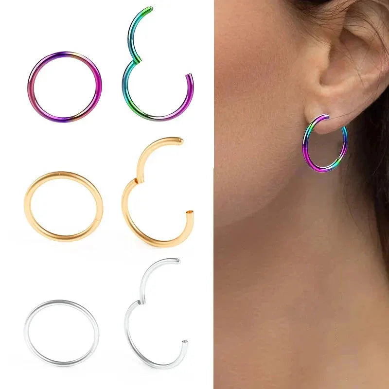 1PC Stainless Steel Nose Hoop Septum Piercing Clicker Hinged Segment Rings Lip Helix Daith Conch Cartilage Earrings Sexy Jewelry by Maiden-Art