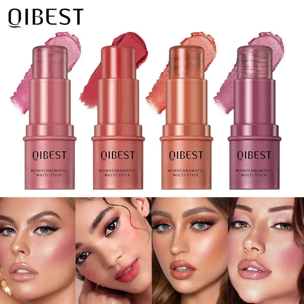 3-in-1 Cheek Blush Stick Lip Tinted Eyes Cheek Lips Brighten Cream Water-resistant Moisturizing Face Contouring Shadow Blusher by Maiden-Art