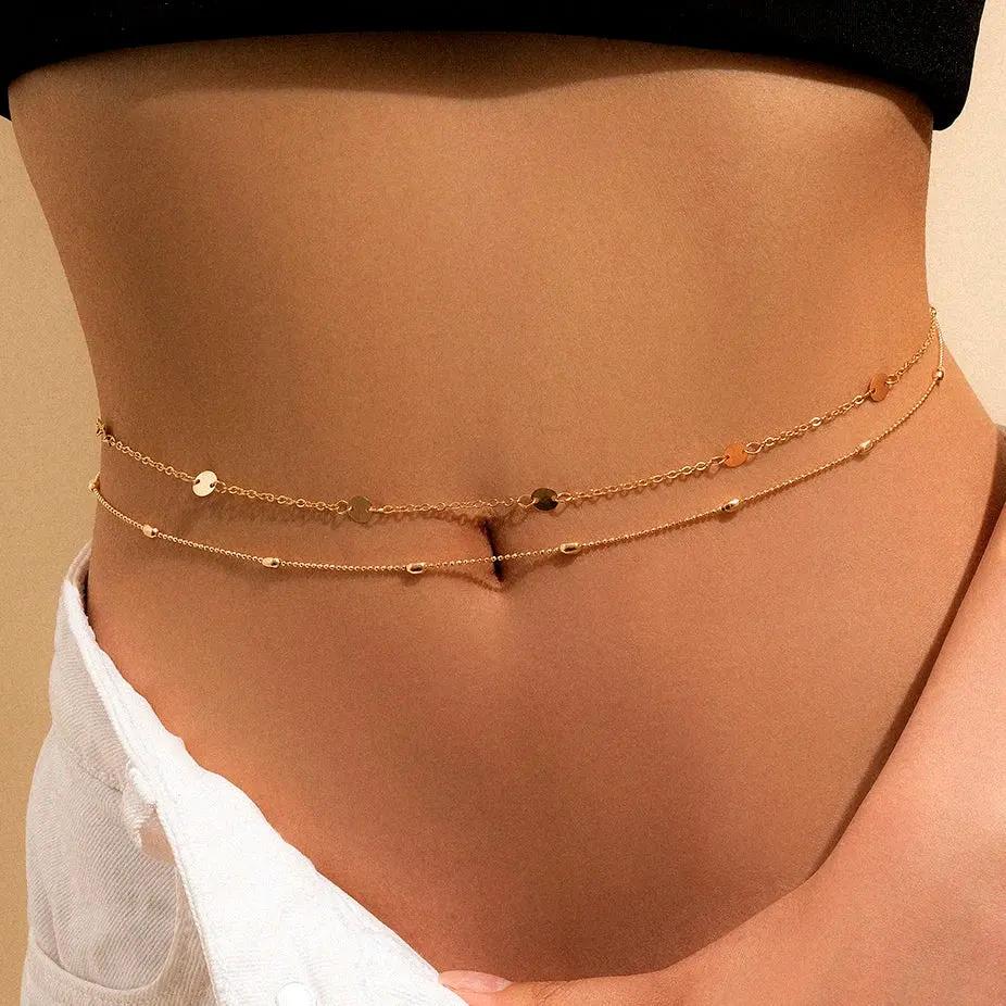 Ingemark Sexy Flat Snake Chain Waist Belly Belt for Women Summer Beach Bikinis Simple Body Chain Festival Jewelry Accessories by Maiden-Art