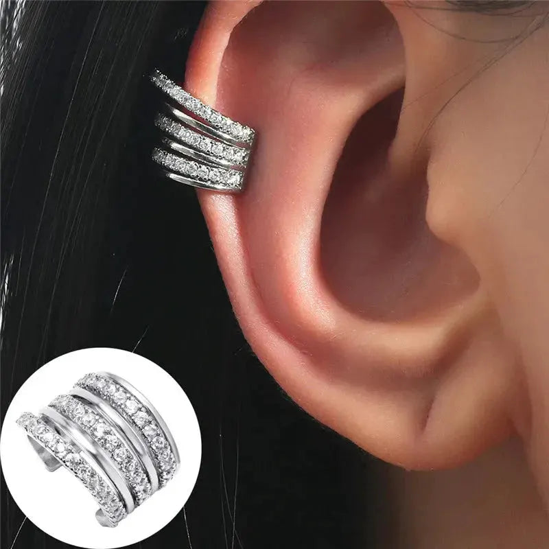 VAGZEB Bohemian NO Piercing Crystal Rhinestone Ear Cuff Wrap Stud Clip Earrings For Women Girl Trendy Earrings Jewelry Bijoux by Maiden-Art