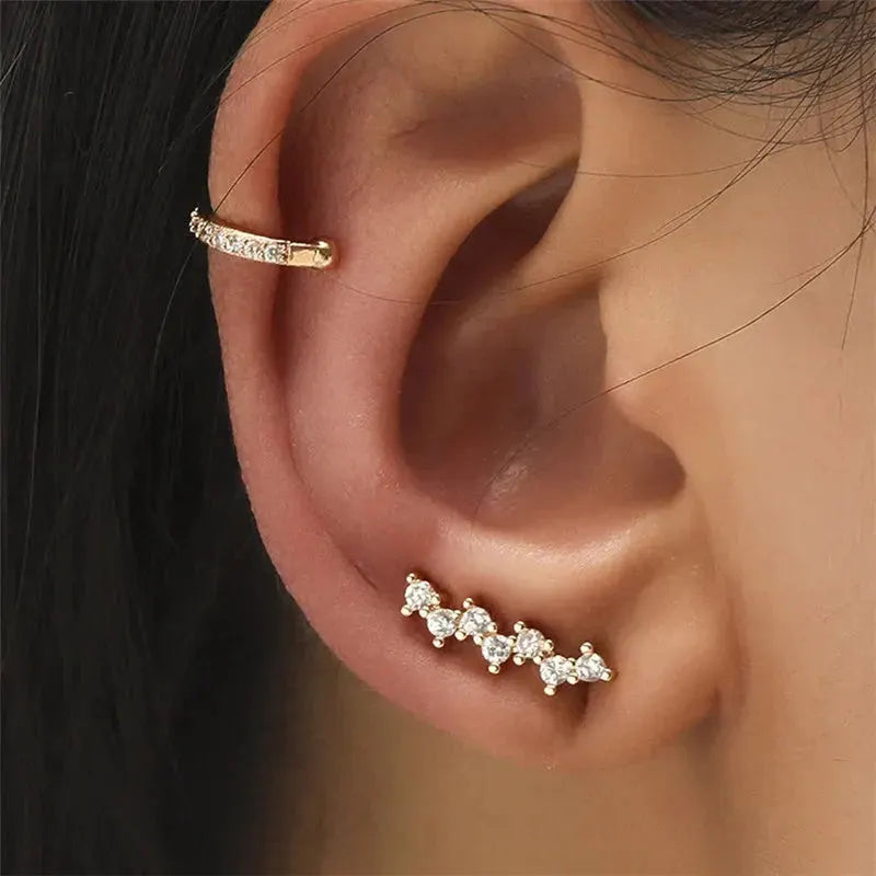 VAGZEB Bohemian NO Piercing Crystal Rhinestone Ear Cuff Wrap Stud Clip Earrings For Women Girl Trendy Earrings Jewelry Bijoux by Maiden-Art