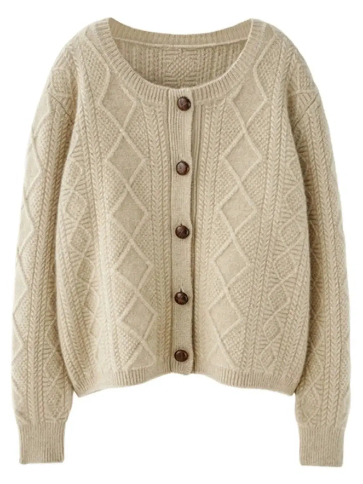 new autumn and winter cashmere twisted floral women's round neck cardigan sweater loose 100%wool by Vimost Shop