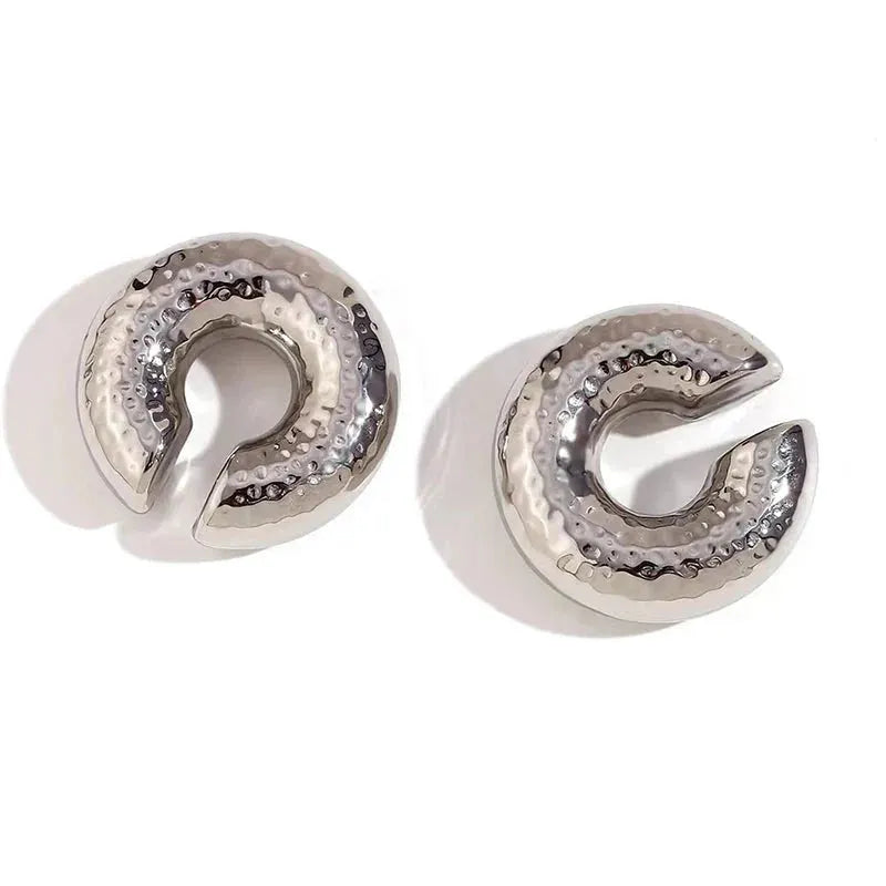 1 Pair Smooth Circle C Shape Clip Earrings For Women Lightweight Without Piercing Cartilage Ear Cuff Gold Silver Color Earrings by MAIDEN-ART