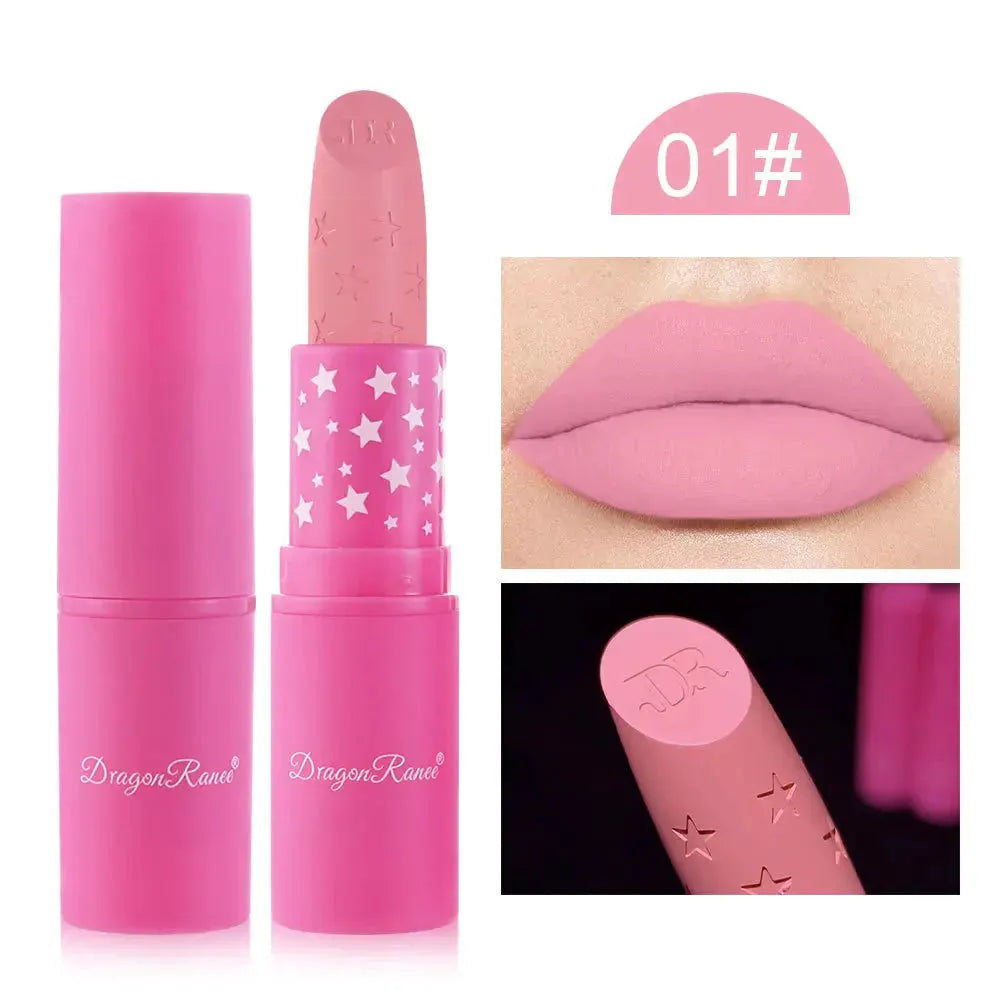 9 Colors Waterproof Rose Red Velvet Matte Lipstick Moisturizing Long Lasting Stars Not Easy To Fade Nude Lip Tint Black Lipstick by Maiden-Art