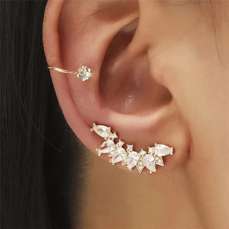 VAGZEB Bohemian NO Piercing Crystal Rhinestone Ear Cuff Wrap Stud Clip Earrings For Women Girl Trendy Earrings Jewelry Bijoux by Maiden-Art