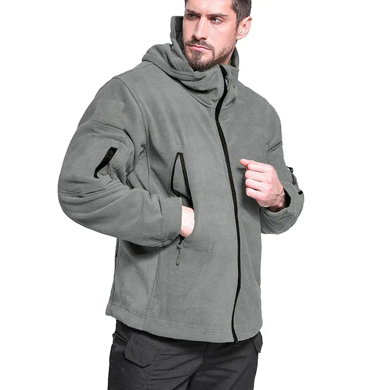 Men's Warm Tactical Fleece Jacket Zip Up Thicken Polar Hoodie Winter Outdoor Sport Hiking Hooded Coat Multi-Pocket by Vimost Shop