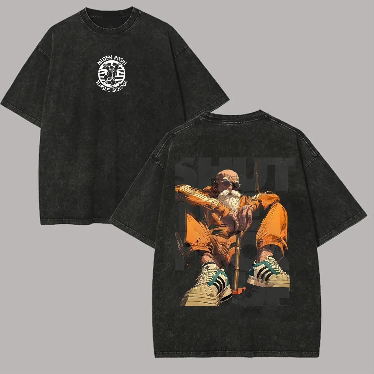 Master Roshi Kame Sennin Vintage Washed Oversized T-Shirt Cotton Tee by Vimost Shop