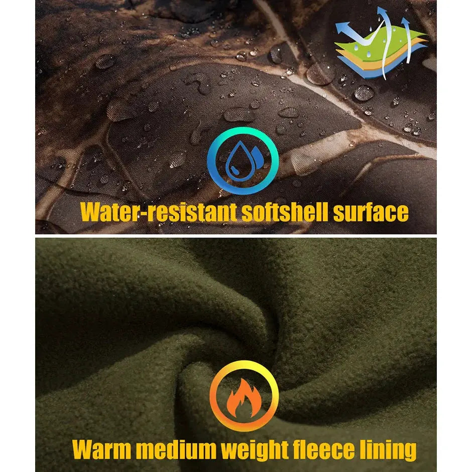 Men's Silent Soft Shell Camouflage Tactical Jacket Waterproof Warm Fleece Hunting Jackets Outdoor Hiking Fishing Hooded Coat by Vimost Shop