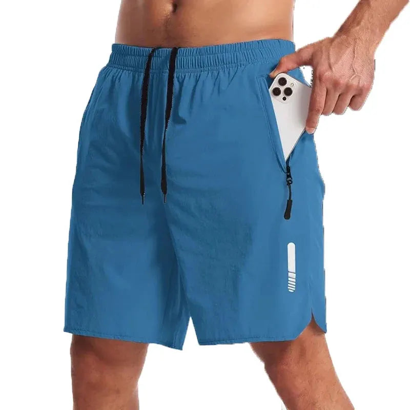 Men’s Nylon-Blend Running Shorts with Drawstring Waist and Zippered Pocket by Vimost Shop