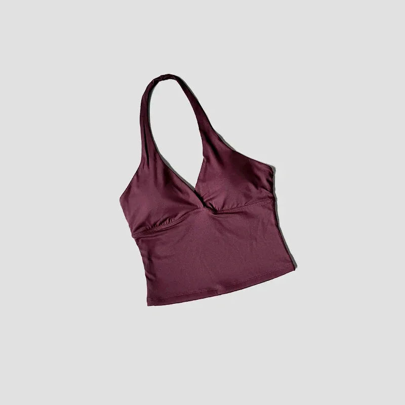 Women’s Halter Backless Sports Tank with Built-In Pads by Vimost Shop