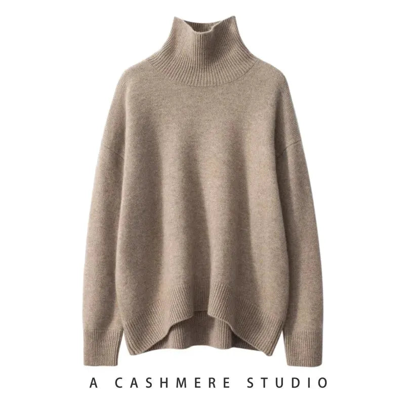 Autumn and Winter New Thick Cashmere Sweater Women High Neck Pullover Sweater Warm Loose Knitted Base Sweater Jacket Tops by Vimost Shop