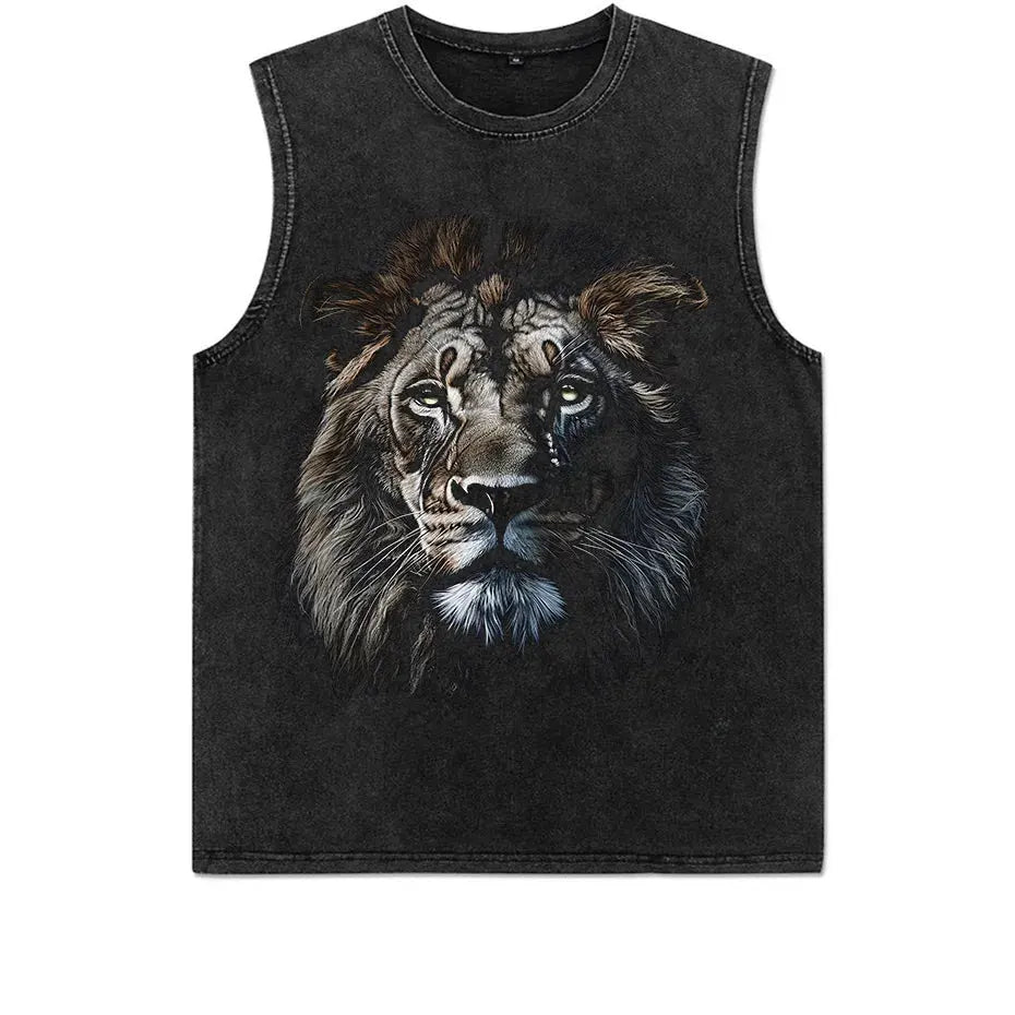 Hip Hop Men's T-Shirt With Lion head Print casual Tshirt Unisex Tops Tee by Vimost Shop