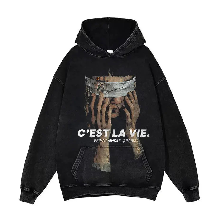 Anime Pain Graphic Hoodie Men's Retro Washed Harajuku Streetwear by Vimost Shop