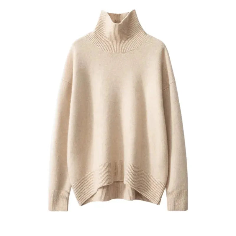 Autumn and Winter New Thick Cashmere Sweater Women High Neck Pullover Sweater Warm Loose Knitted Base Sweater Jacket Tops by Vimost Shop