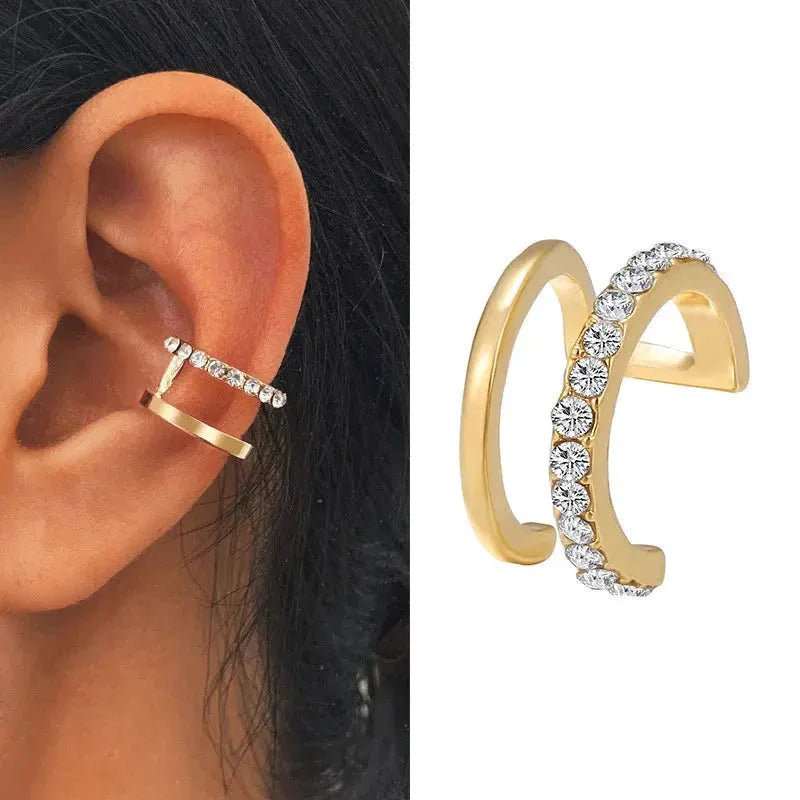 VAGZEB Bohemian NO Piercing Crystal Rhinestone Ear Cuff Wrap Stud Clip Earrings For Women Girl Trendy Earrings Jewelry Bijoux by Maiden-Art