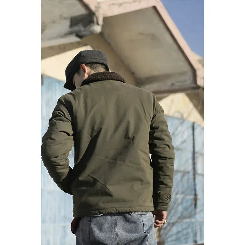 High quality vintage USN WW2 USMC thick sherpa fleece winter clothes khaki military work blank Winter N1 deck jacket for men by Vimost Shop
